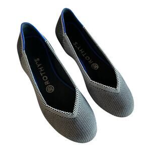 Rothy’s Grey Birdseye the Flat Shoe Black White Grey Womens